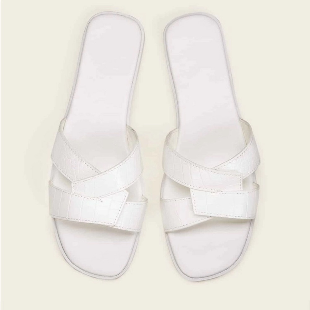 White croc square toe flats - sandals !